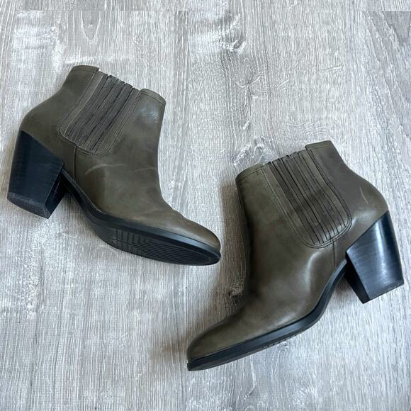 Ecco Shape 55 Deep Forest Cowboy Western Green Leather Ankle Booties US 8 EU 39 - Picture 3 of 12
